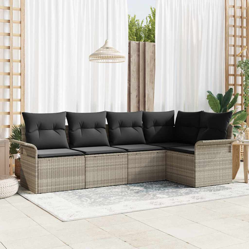 Gartensofa-set mit Kissen 5 pcs Poly-Rattan