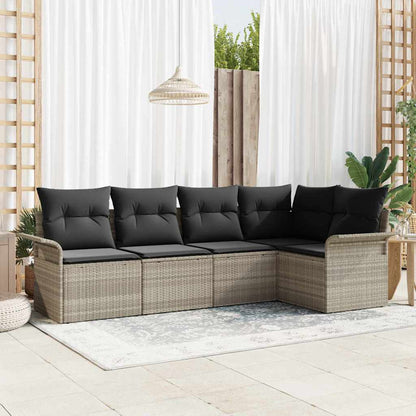 Gartensofa-set mit Kissen 5 pcs Poly-Rattan