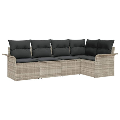 Gartensofa-set mit Kissen 5 pcs Poly-Rattan