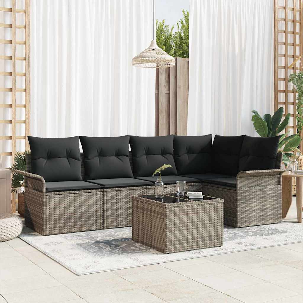 Gartensofa-set mit Kissen 6 pcs Poly-Rattan