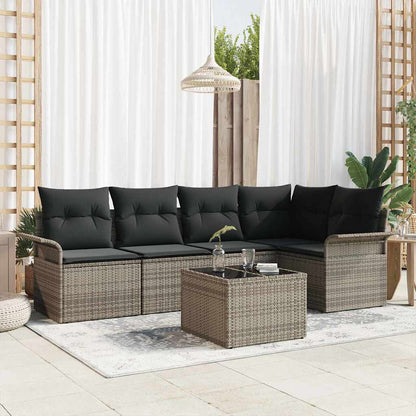 Gartensofa-set mit Kissen 6 pcs Poly-Rattan