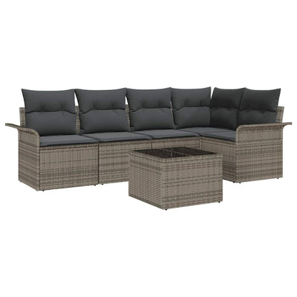 Gartensofa-set mit Kissen 6 pcs Poly-Rattan