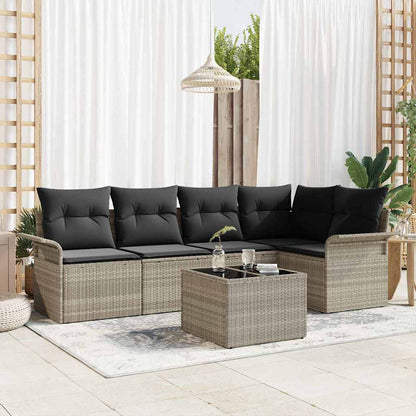 Gartensofa-set mit Kissen 6 pcs Grau Poly-Rattan