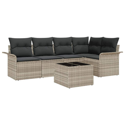 Gartensofa-set mit Kissen 6 pcs Grau Poly-Rattan