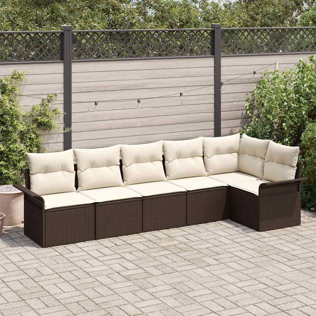Gartensofa-set mit Kissen 6 pcs Braun Poly-Rattan