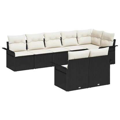 Gartensofa-set mit Kissen 8 pcs Schwarz Poly-Rattan