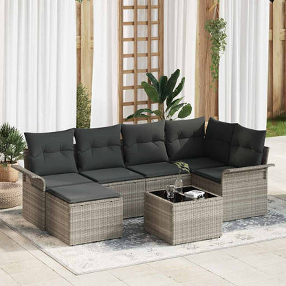vidaXL Gartensofa-set mit Kissen 7 pcs Hellgrau Poly-Rattan