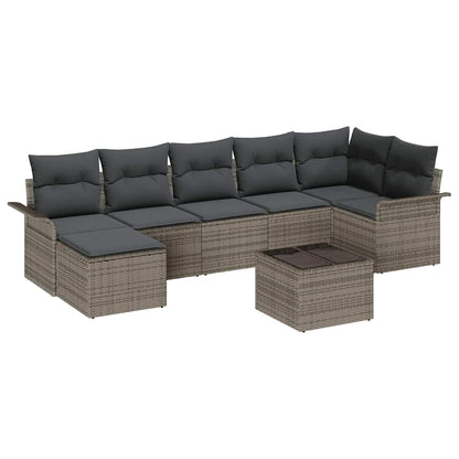 Gartensofa-set mit Kissen 8 pcs Grau Poly-Rattan