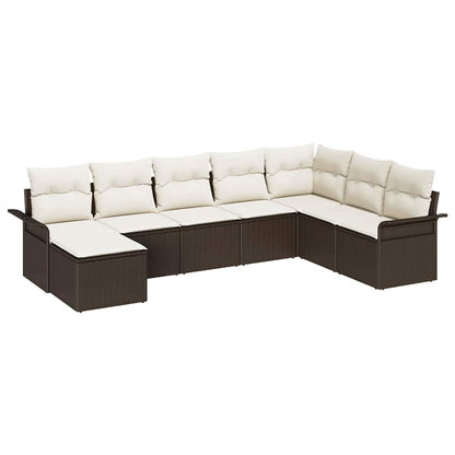 Gartensofa-set mit Kissen 8 pcs Braun Poly-Rattan