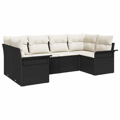 Gartensofa-set mit Kissen 6 pcs Schwarz Poly-Rattan