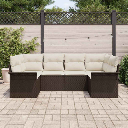 Gartensofa-set mit Kissen 6 pcs Braun Poly-Rattan