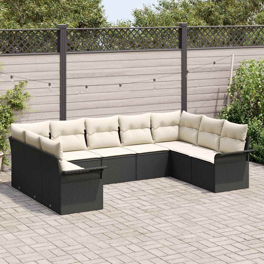 Gartensofa-set mit Kissen Schwarz Poly-Rattan