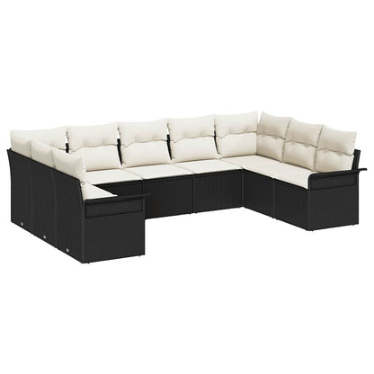 Gartensofa-set mit Kissen Schwarz Poly-Rattan
