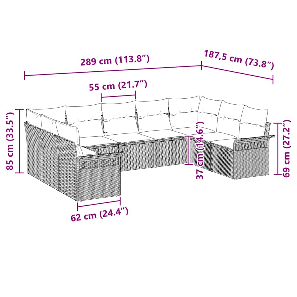 Gartensofa-set mit Kissen Schwarz Poly-Rattan