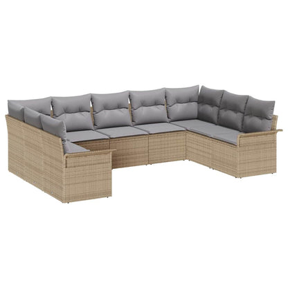 Gartensofa-set mit Kissen Beige Poly-Rattan