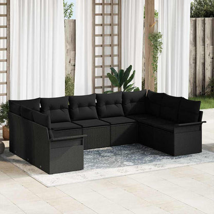 Gartensofa-set mit Kissen Schwarz Poly-Rattan