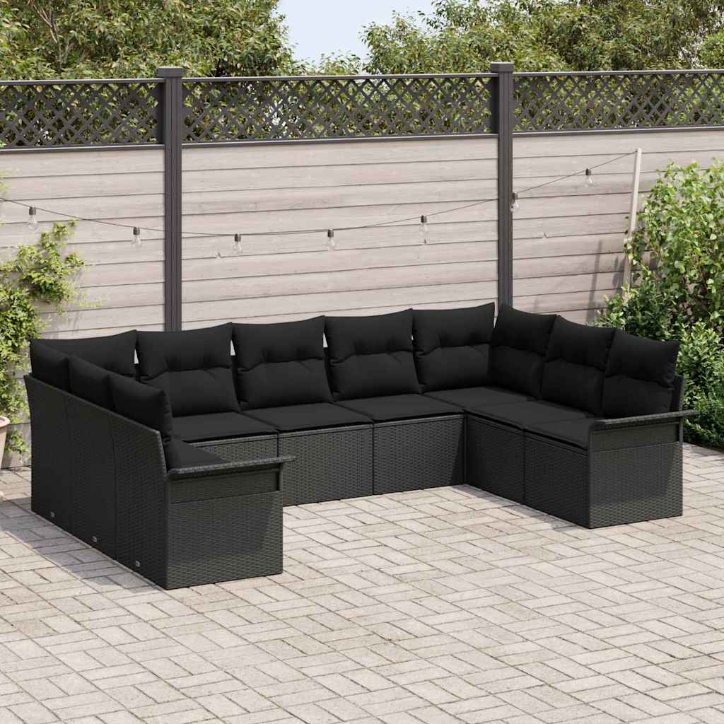 Gartensofa-set mit Kissen Schwarz Poly-Rattan
