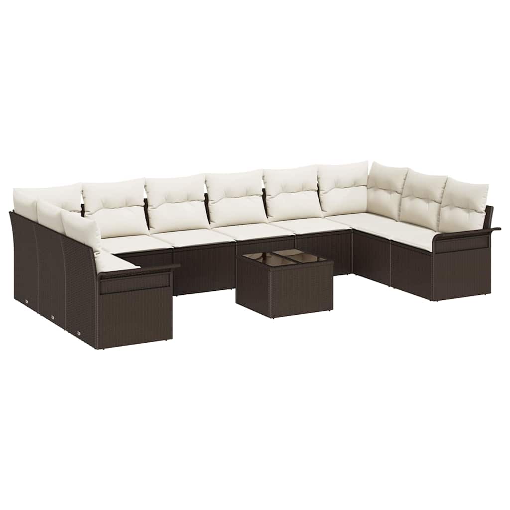Gartensofa-set mit Kissen 11 pcs Braun Poly-Rattan