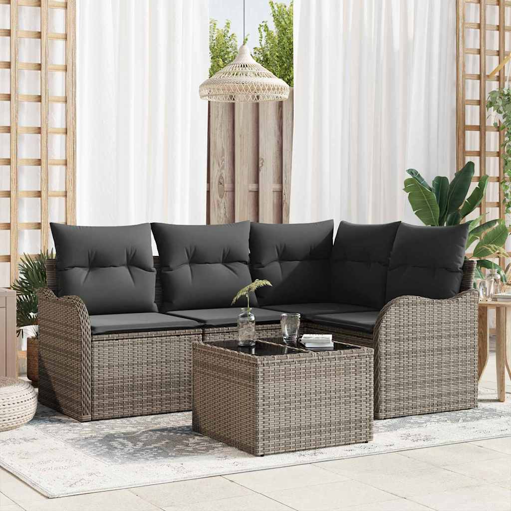 Gartensofa-set Grau Poly-Rattan
