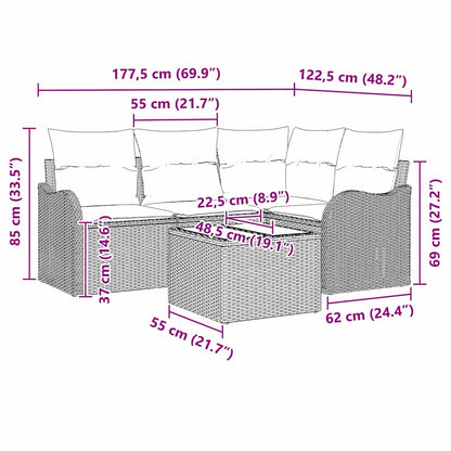 Gartensofa-set Grau Poly-Rattan