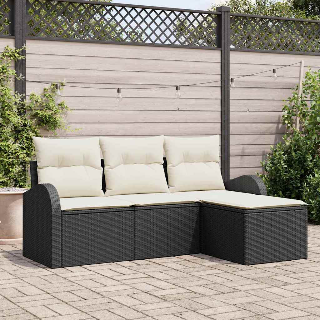 vidaXL Gartensofa-set Schwarz Poly-Rattan