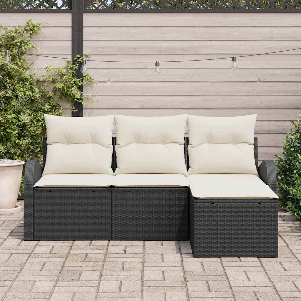 vidaXL Gartensofa-set Schwarz Poly-Rattan