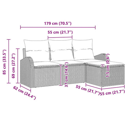 vidaXL Gartensofa-set Schwarz Poly-Rattan