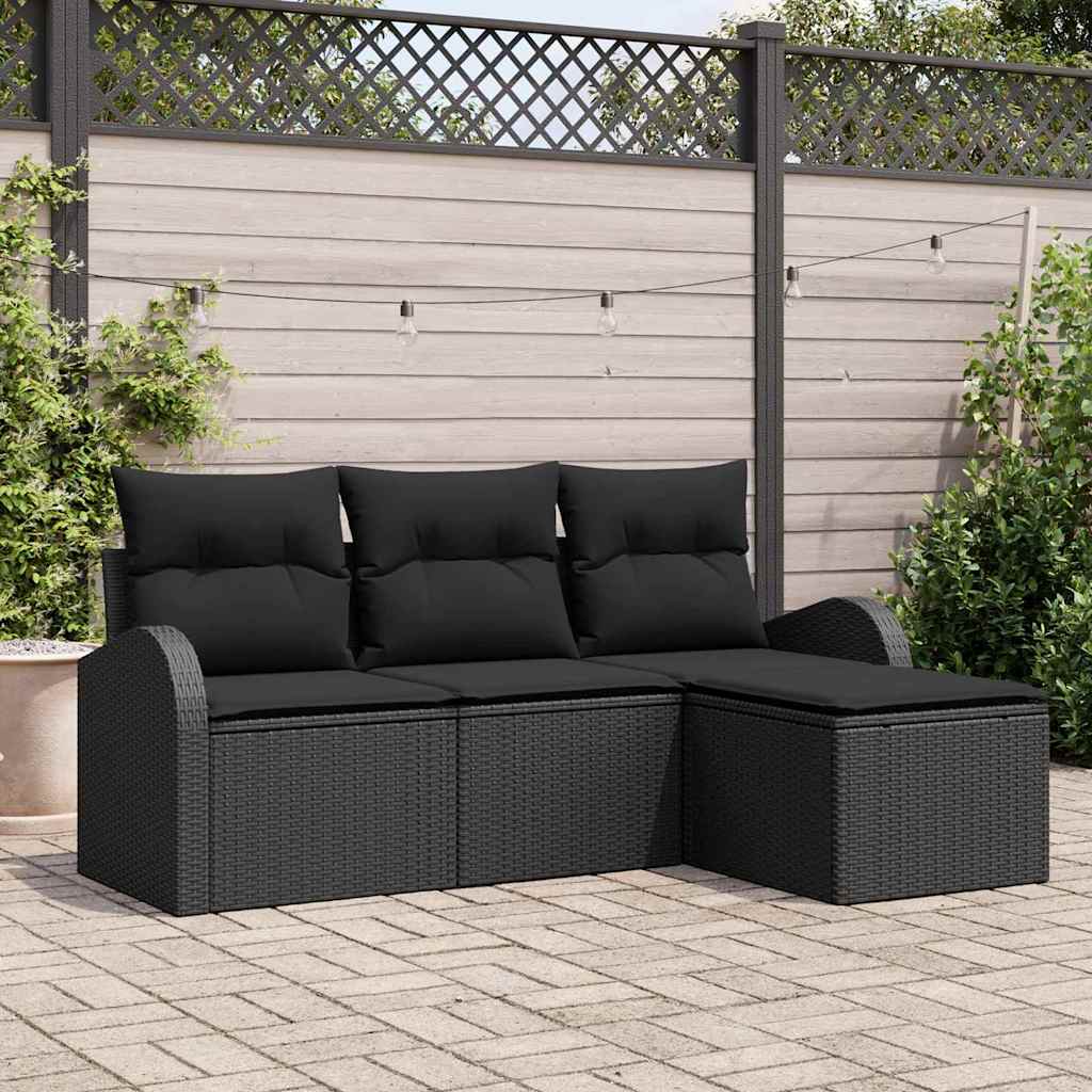 vidaXL Gartensofa-set Schwarz Poly-Rattan