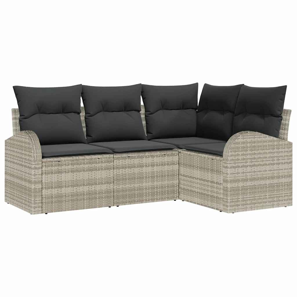 Gartensofa-set 4 pcs Hellgrau Poly-Rattan