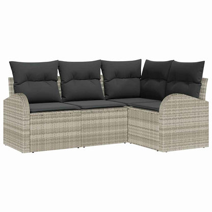 Gartensofa-set 4 pcs Hellgrau Poly-Rattan