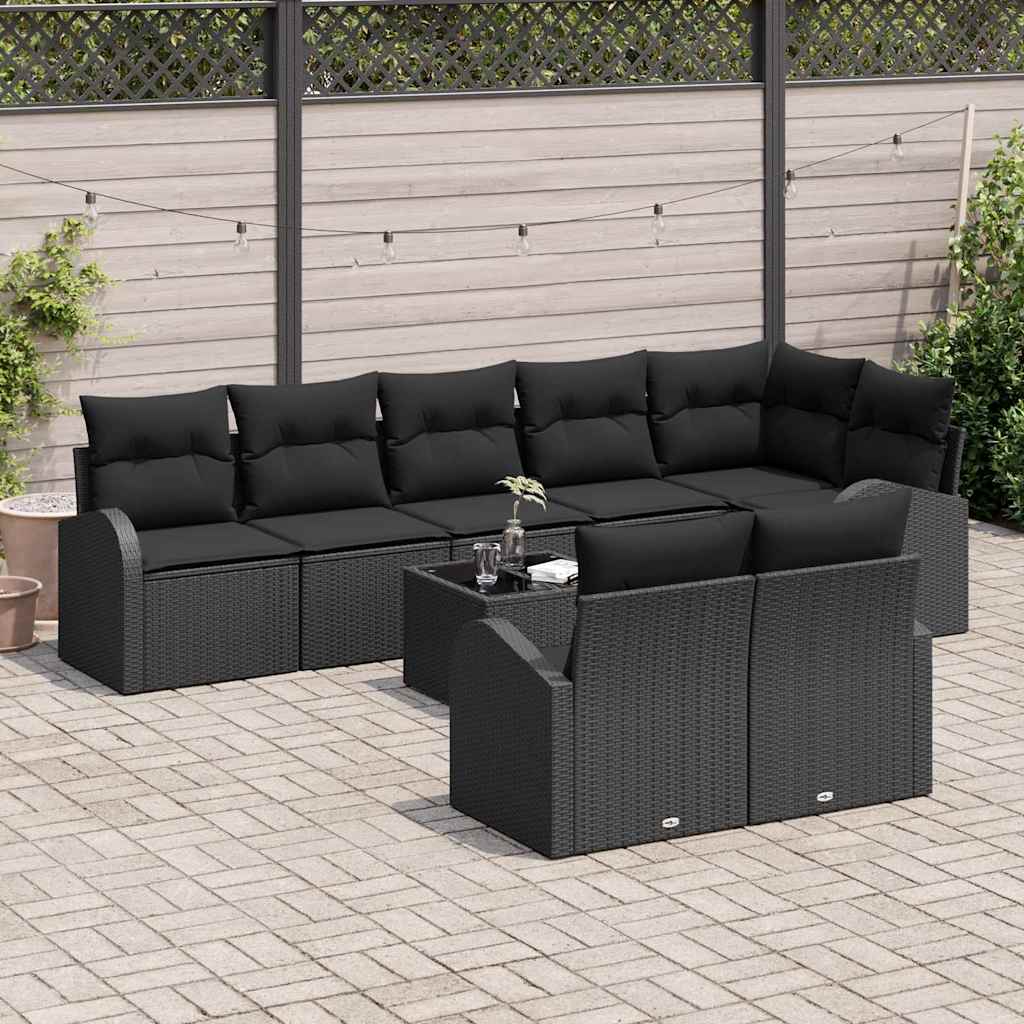 Gartensofa-set 9 pcs Poly-Rattan