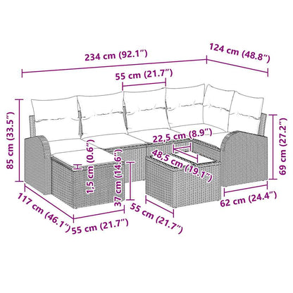 Gartensofa-set 7 pcs Hellgrau Poly-Rattan