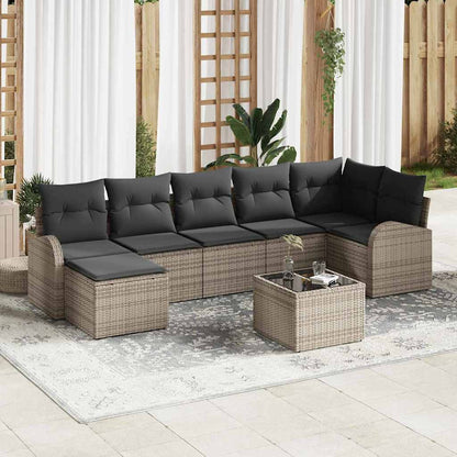 Garten-Sofa-Set mit Kissen 8 pcs Grau Poly Rattan