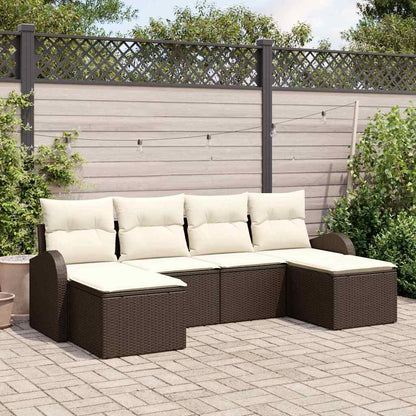 Gartensofa-set mit Kissen 6 pcs Braun Poly Rattan