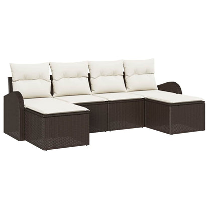 Gartensofa-set mit Kissen 6 pcs Braun Poly Rattan