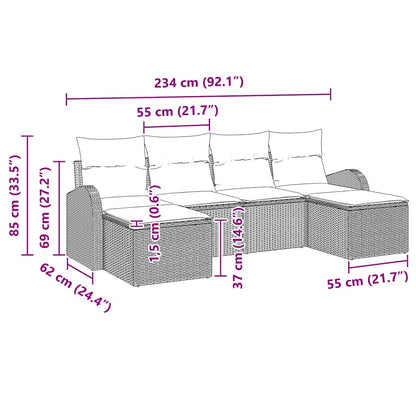 Gartensofa-set mit Kissen 6 pcs Beige Poly Rattan