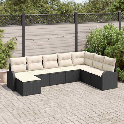 Garten-Sofa-Set mit Kissen 8 pcs Schwarz Poly Rattan