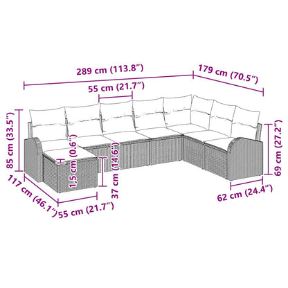Garten-Sofa-Set mit Kissen 8 pcs Schwarz Poly Rattan