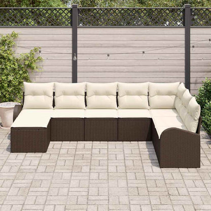 Garten-Sofa-Set mit Kissen 8 pcs Braun Poly Rattan