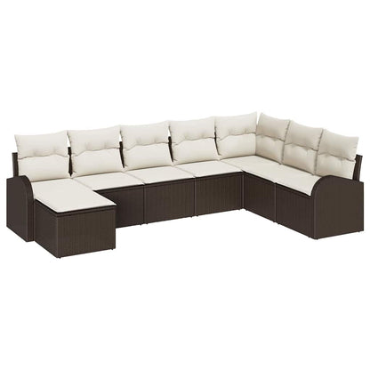 Garten-Sofa-Set mit Kissen 8 pcs Braun Poly Rattan
