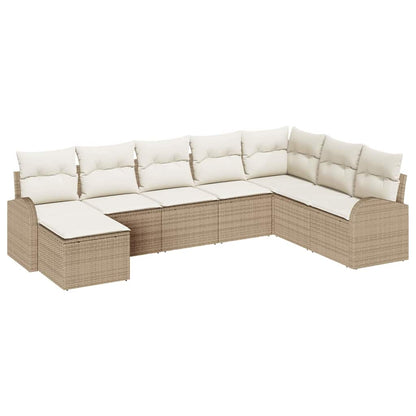 Gartensofa-set mit Kissen 8 pcs Beige Poly Rattan