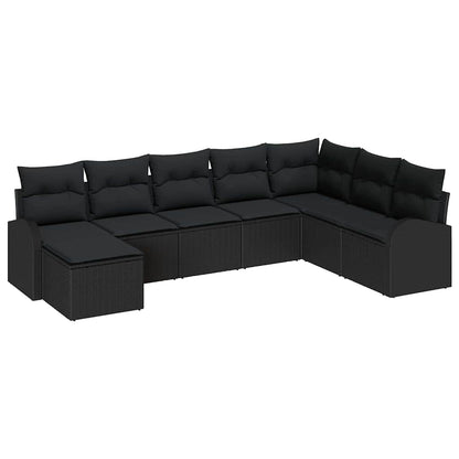 Gartensofa-set mit Kissen 8 pcs Schwarz Poly Rattan