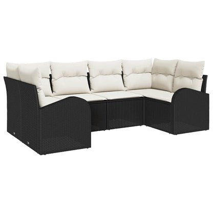 Gartensofa-set mit Kissen 6 pcs Schwarz Poly Rattan