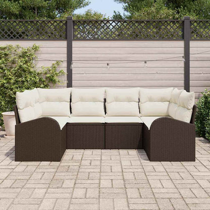 Gartensofa-set mit Kissen 6 pcs Braun Poly Rattan