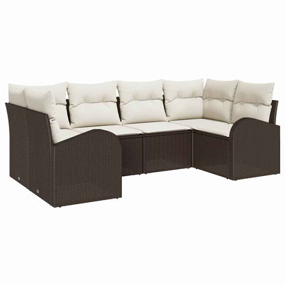 Gartensofa-set mit Kissen 6 pcs Braun Poly Rattan