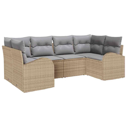 Gartensofa-set mit Kissen 6 pcs Beige Poly Rattan