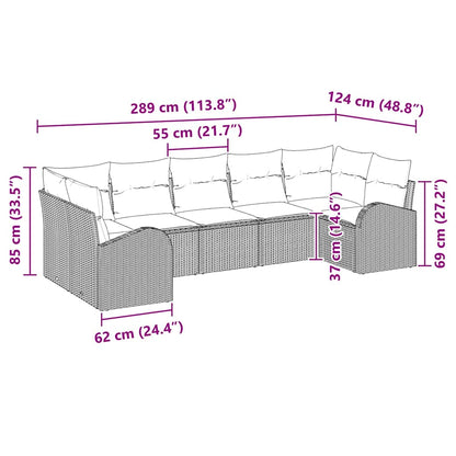 Gartensofa-set mit Kissen 7 pcs Grau Poly Rattan