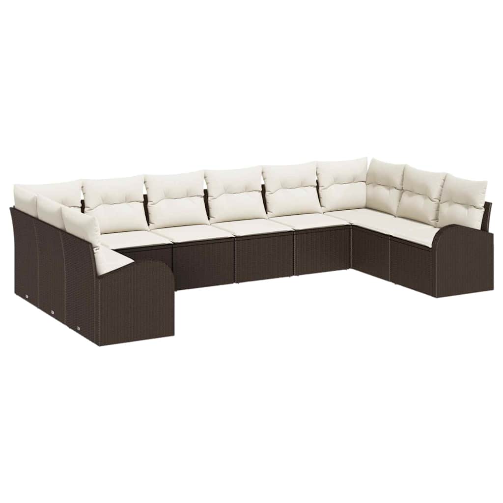 Sofa Set mit Kissen 10 pcs Braun Polyrattan