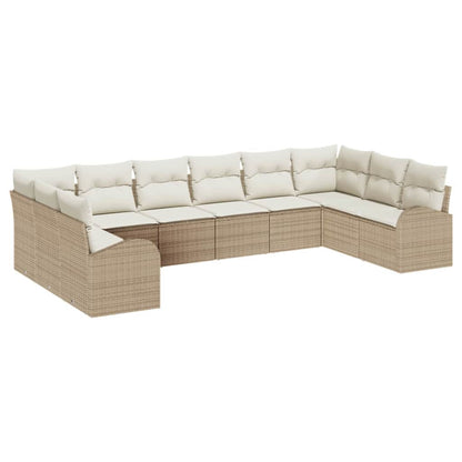 Sofa Set mit Kissen 10 pcs Beige Polyrattan