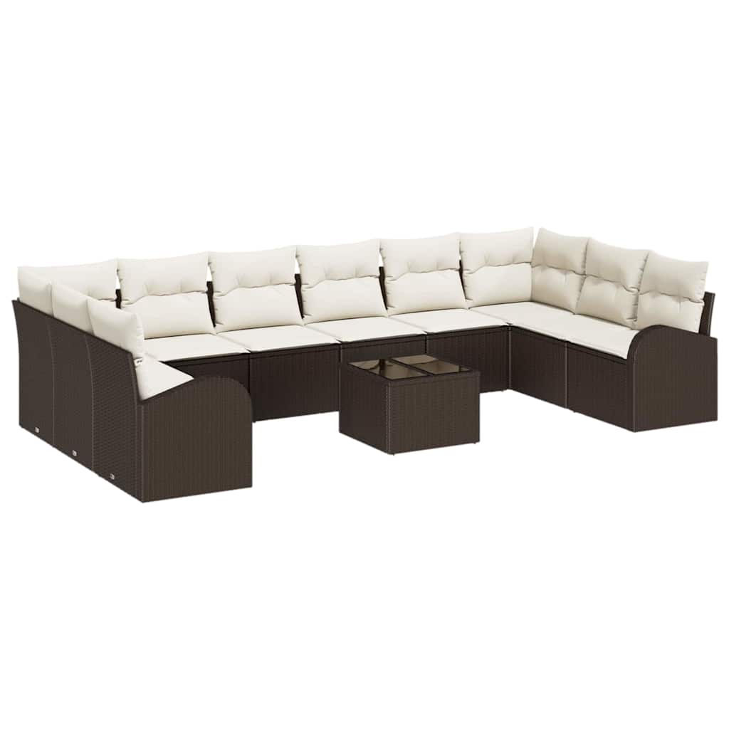 Sofa Set mit Kissen 11 pcs Braun Polyrattan